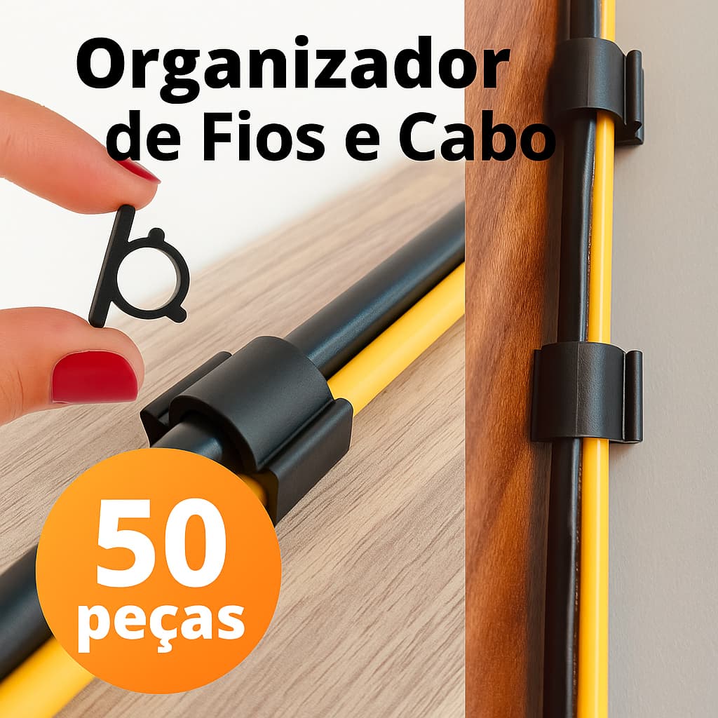 Clip organizador fixador fios e cabos 13 mm auto adesivo fixa fácil mangueira 3/8" kit 50 pçs