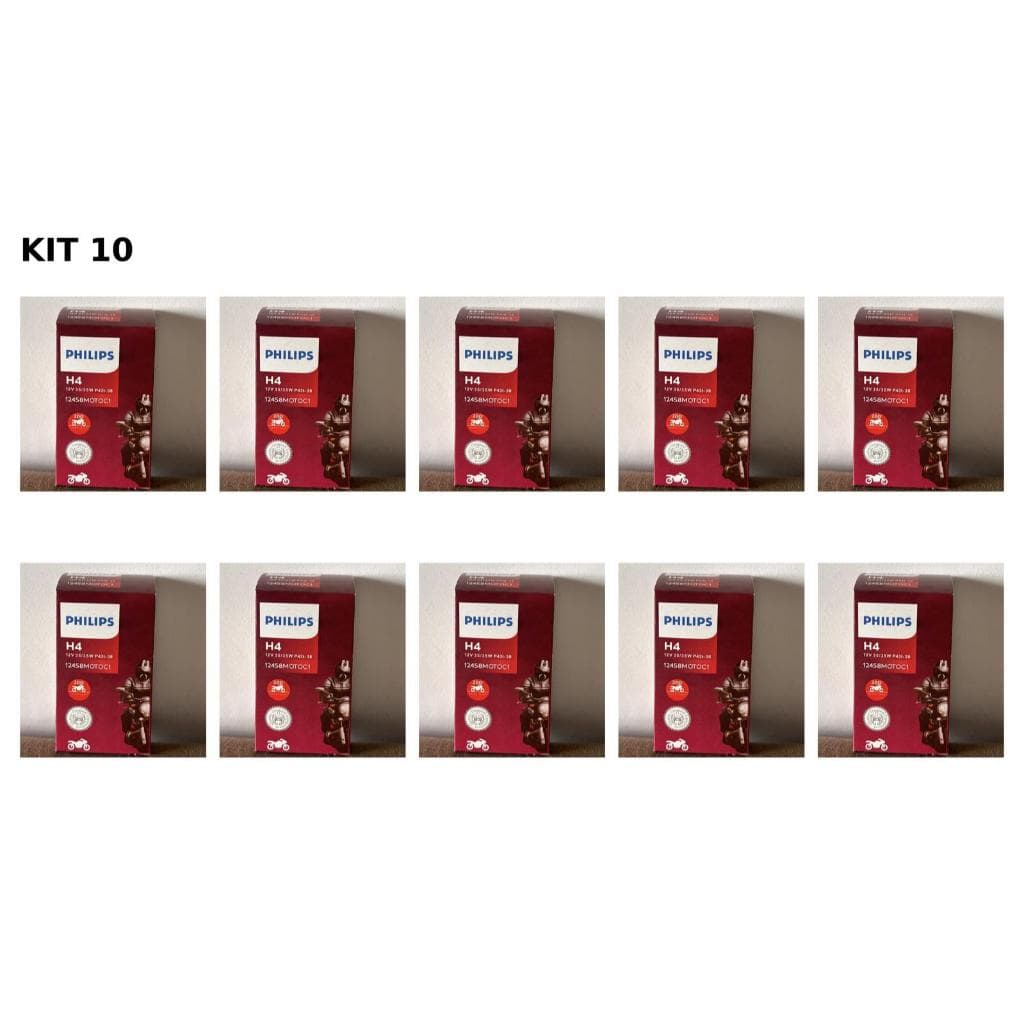 LAMPADA DO FAROL PHILIPS H4 12V 35/35W P43T-38 EXTRA DUTY COMBO 10 UNIDADE