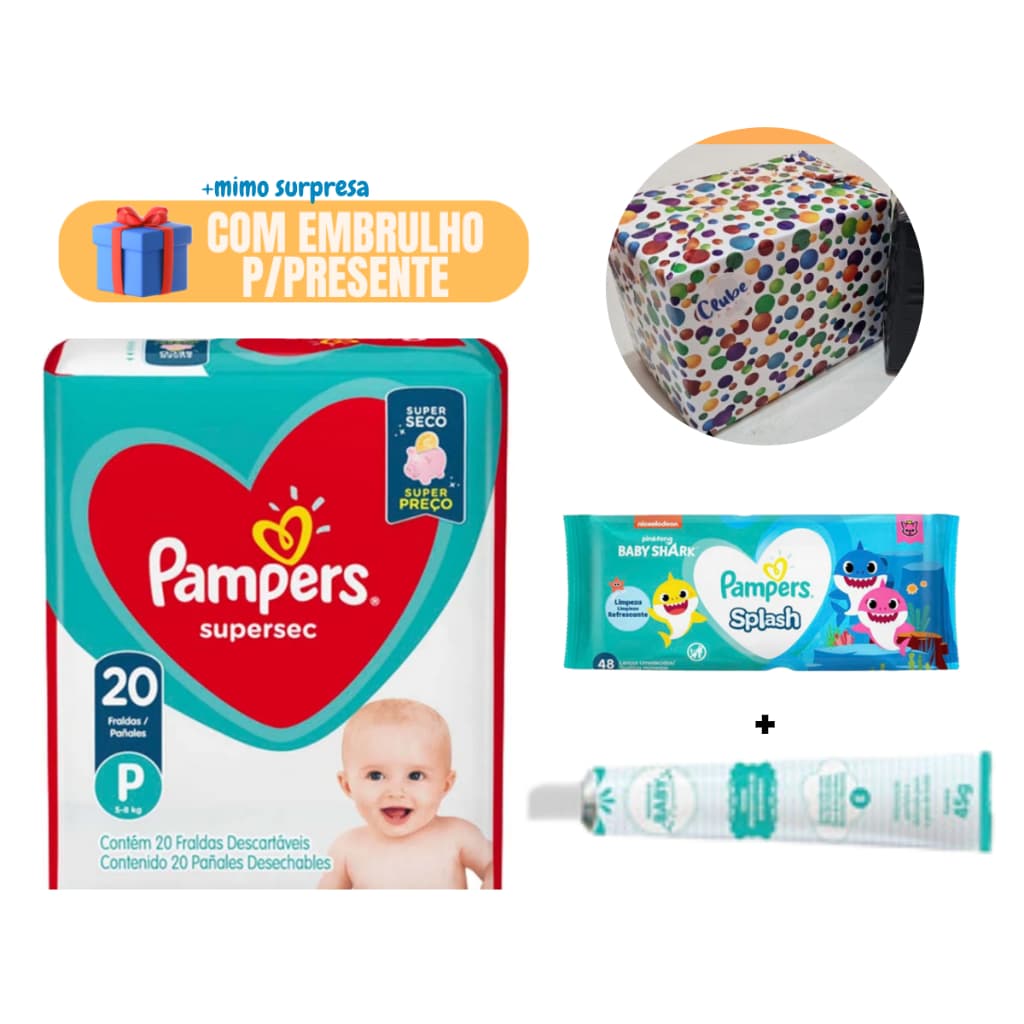 Kit Bebe Higiene Fraldas Pampers, Lenços Umedecido Splash E Pomada Assadura Babymed Envio 24H