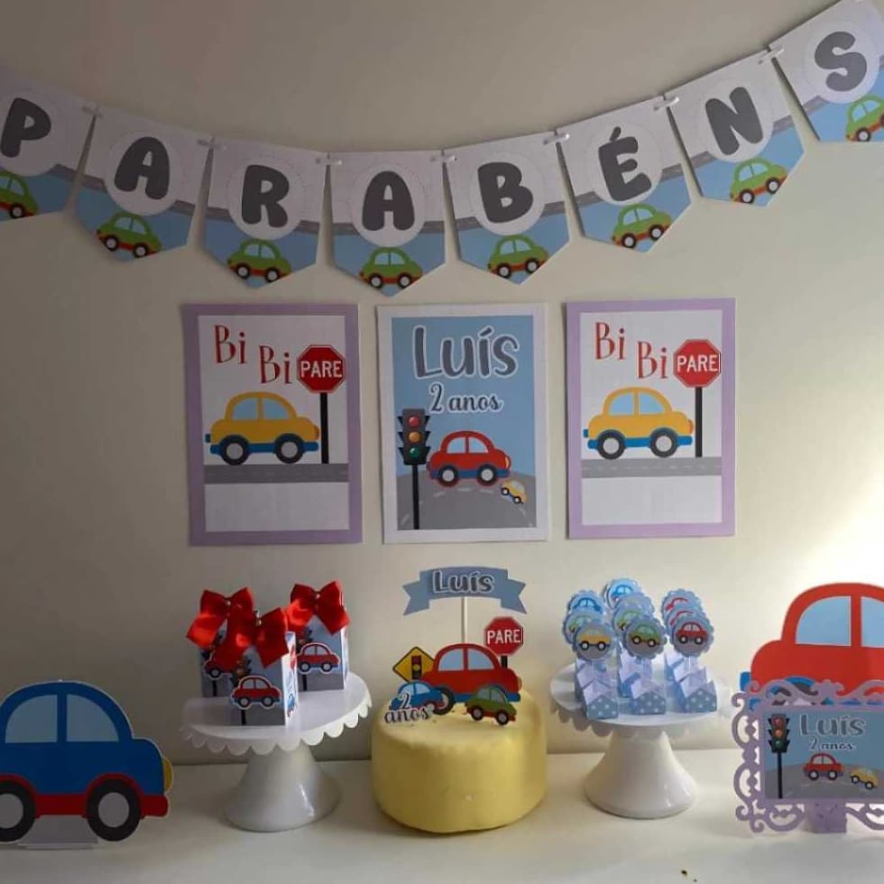kit Festa Carrinhos Meios de Transporte/Mini kit Carrinhos Meio DE Transportes/ Só um Bolinho Carrinhos