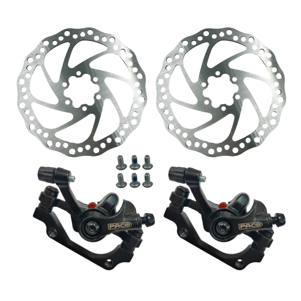 Kit Freio Disco Paco Bike Mecânico Disco Pinça Rotor 160 Completo Dianteiro e Traseiro
