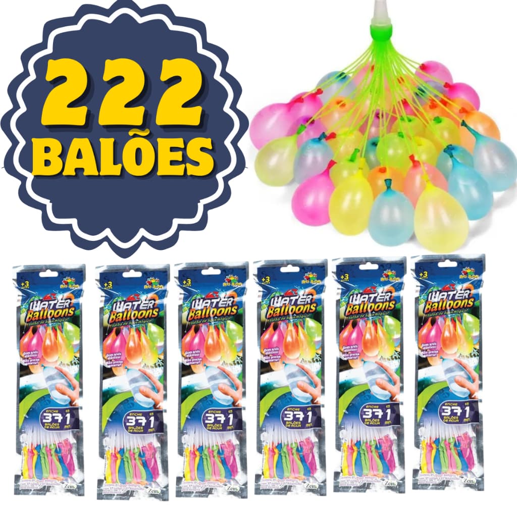 Kit Com 222 Balões D Água Guerrinha De Bexigas Cor Colorido Water Balloons
