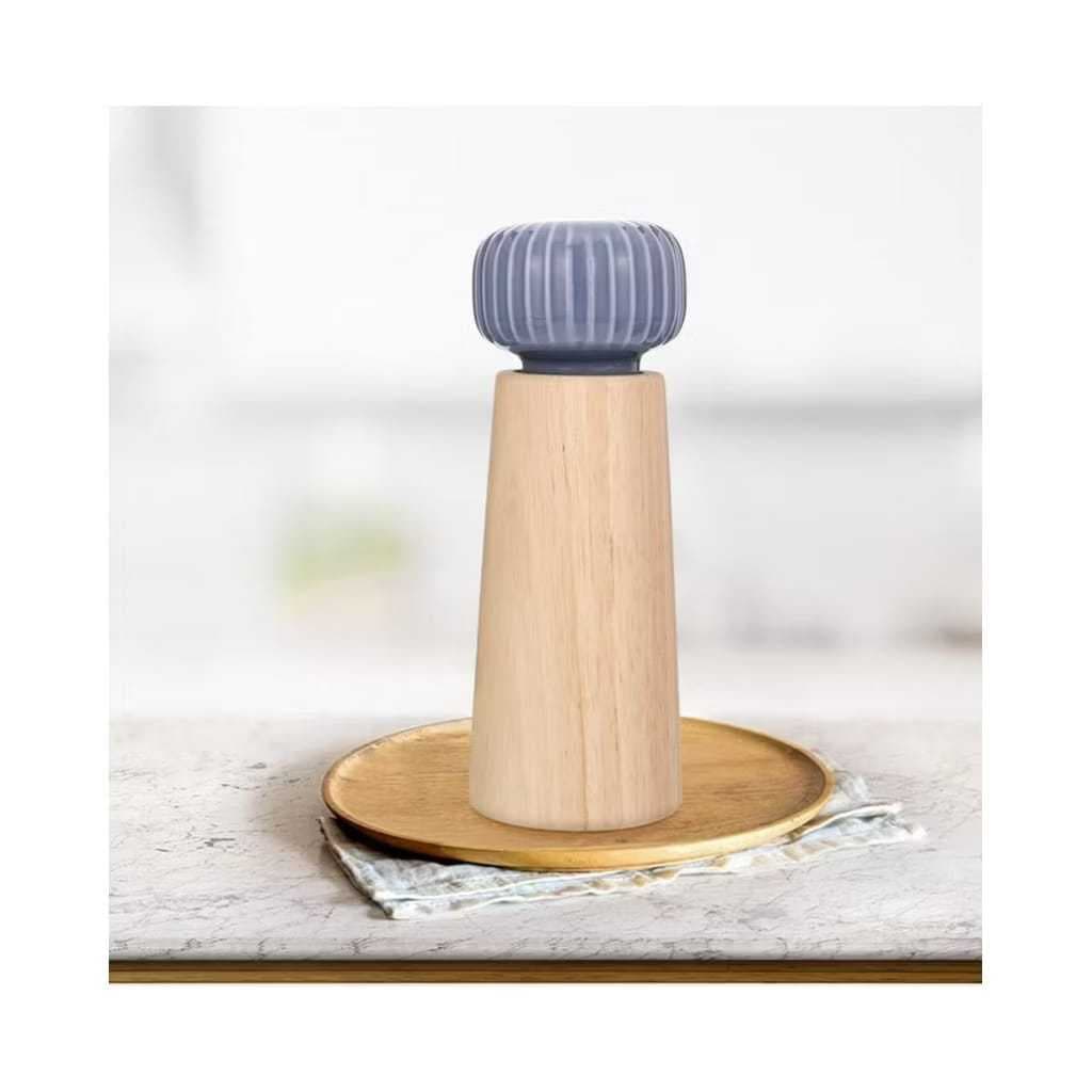 Moedor de Sal Pimenta Madeira Natural Luxo Premium – Moinho de Cerâmica Ajustável para Temperos e Sal Grosso