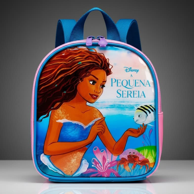 Lancheira Bolsa Térmica Escolar Ariel Pequena Sereia Mar Original Disney