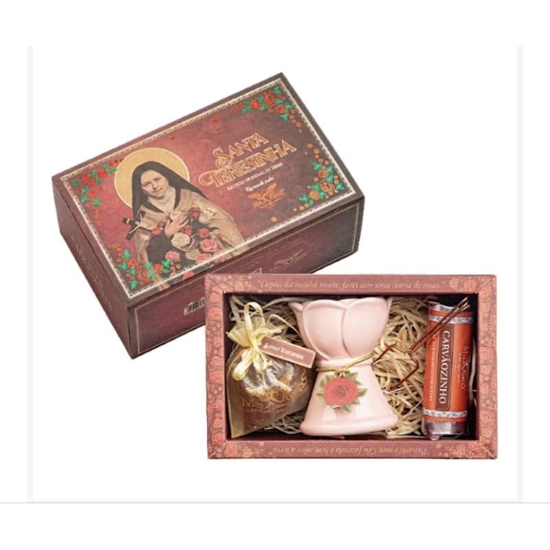 Kit Santa Teresinha: Incenso, Incensário, Carvão e Pinça