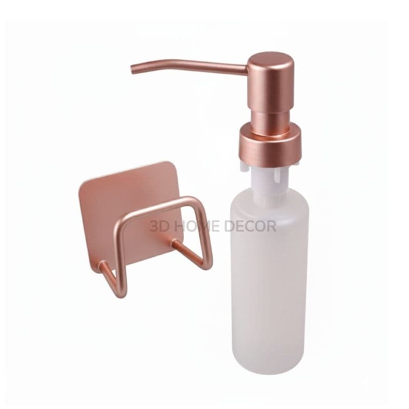 Dispenser Detergente Inox Rose Gold C/ Suporte P/ Esponja Inox Rose Gold Cuba Pia Cozinha INOX Rose Gold