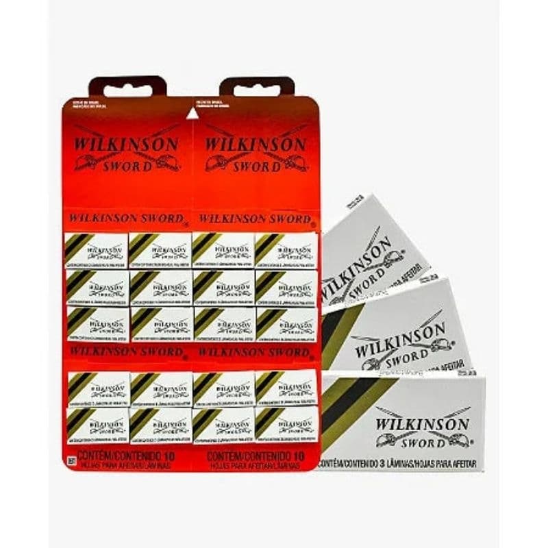 kit cartela com 30 lâminas ou 60 lâminas para barbear Gilete Wilkinson barba cabelo bigode barbearias cabeleleiro
