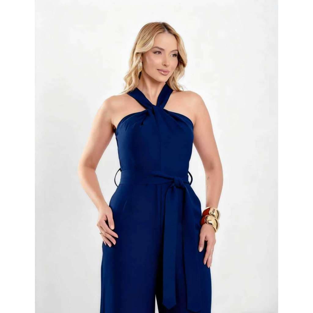 Macacão Feminino com Gola cruzada e Cinto – Elegante e Sofisticado para Qualquer Ocasião