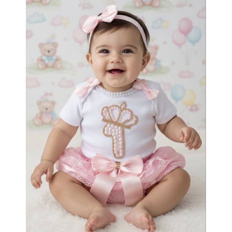 Kit Body Mesversário 12 meses/ Roupa Infantil/Body Mesversario Realeza  / Body Coroa