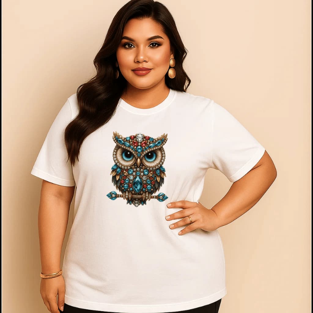 Camiseta Plus Size Feminina Estampada Do P Ao G5 Coruja Pedras Academia Treino 100% Algodão Premium Verão