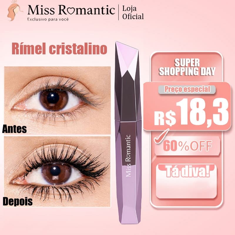 Máscara de Cílios Miss Romantic – Volume Intenso, Alongamento, Curvatura Perfeita e Longa Duração