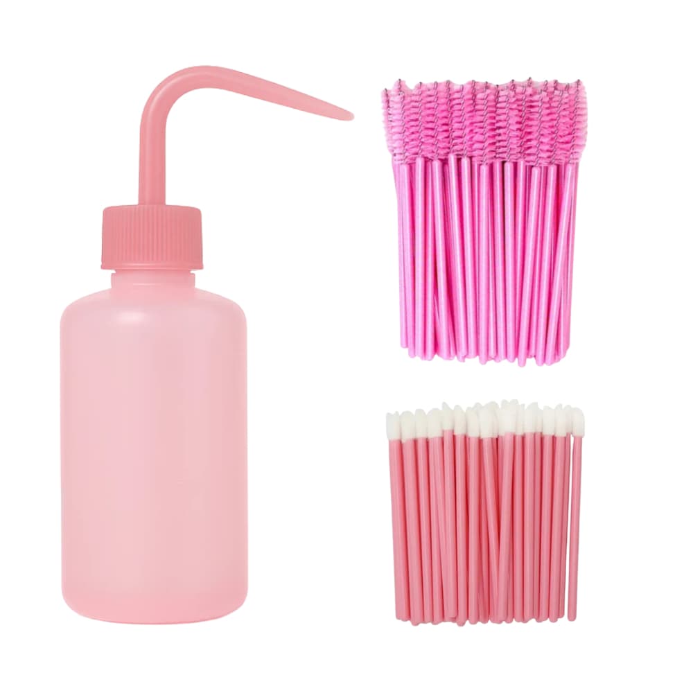 Kit Pisseta Higiênica 50 Escovinha Cílios 50 Aplicador Gloss