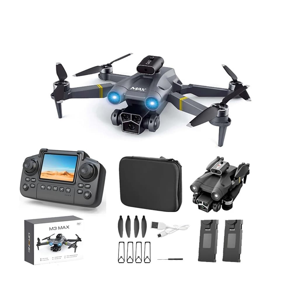 2025 Novo Drone M3max Com Tela Fotografia Aérea Câmera Dupla Dobrável Quadcopter Motor Sem Escovas
