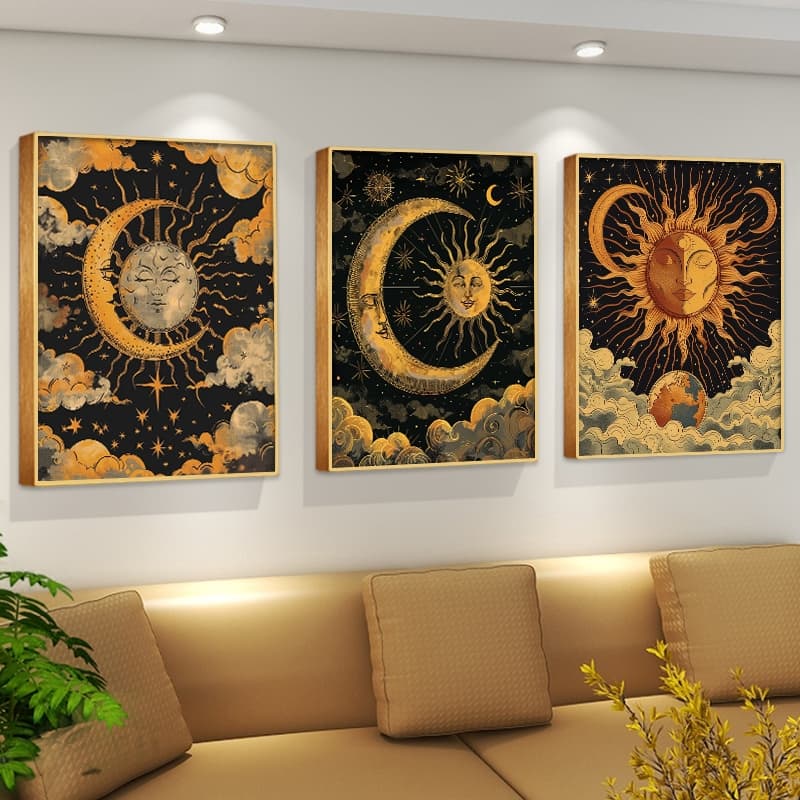 Quadros Decorativos kit3 Carta de tarô boa sorte decoração pintura sala de estar quarto escritório decoração pintura