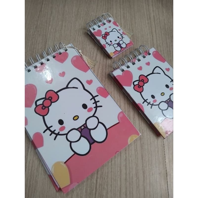 bloco de notas caderno de arame chaveiro personalizado kinbor diario bloquinho  fofo hello kitty