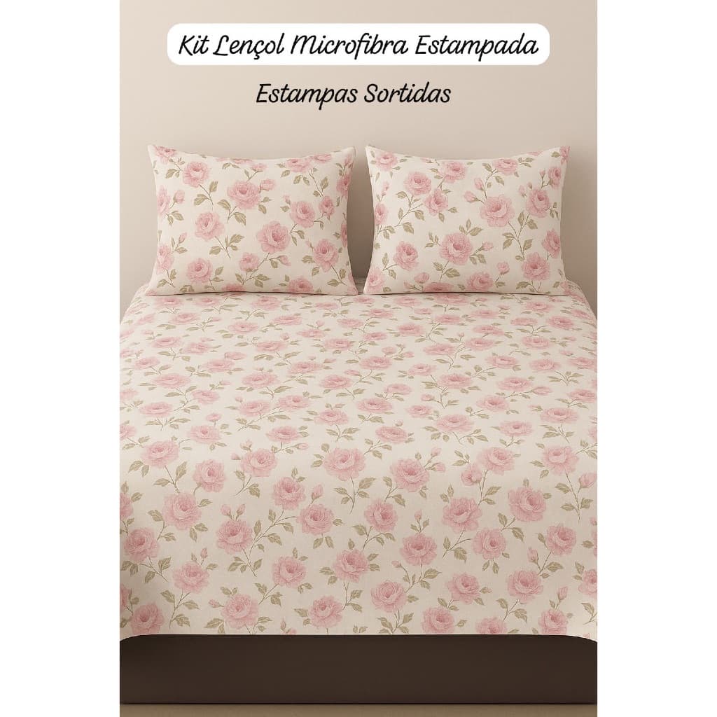 Kit Jogo de Lençol Microfibra Estampado Cama Solteiro / Casal / Queen / King - Estampas Sortidas