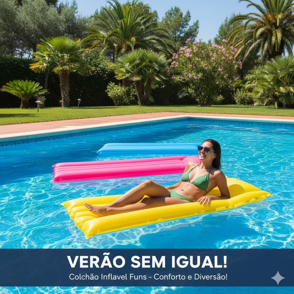 Colchão Inflável 183x69cm Boia Piscina Praia Bronzeador Adulto Descanso Verão Banho Colorido