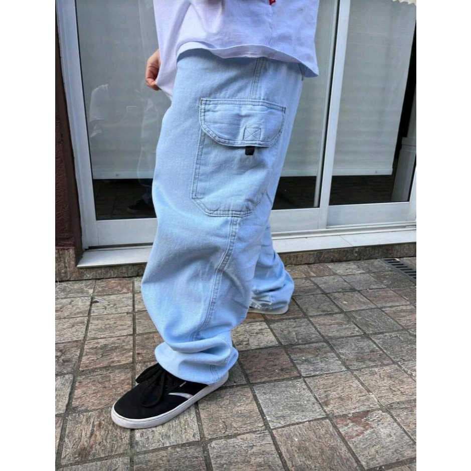 calça cargo jeans unissex