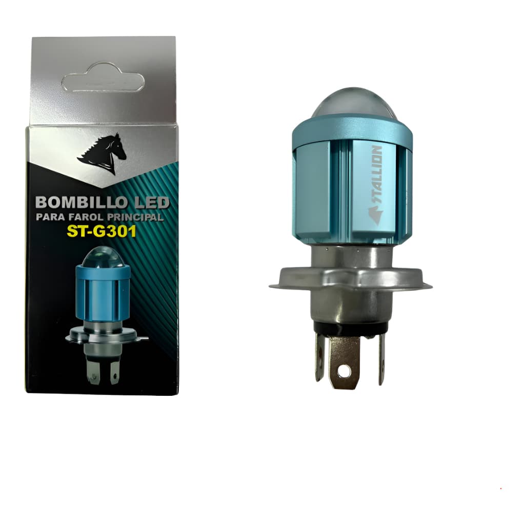 Lampada Bombillo Moto H4 20w 6500k Alto Baixo Stallion - H4 - Azul-celeste - Branco-frio