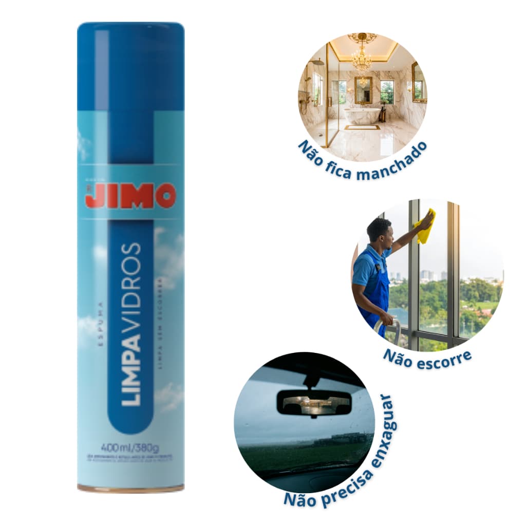 Limpa Vidros JIMO 500ml – Brilho Intenso Limpeza Sem Marcas
