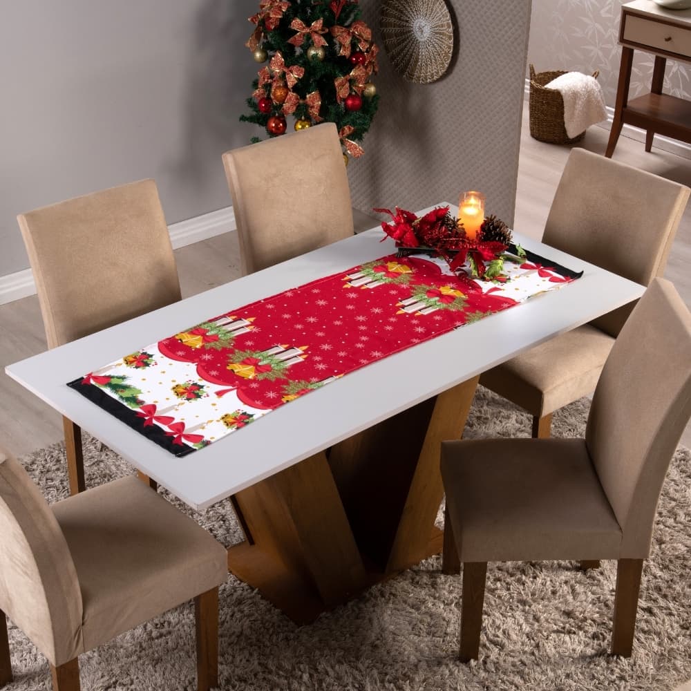 Caminho de Mesa Natalino Decorativo – Estampa de Natal / Ideal para Ceia