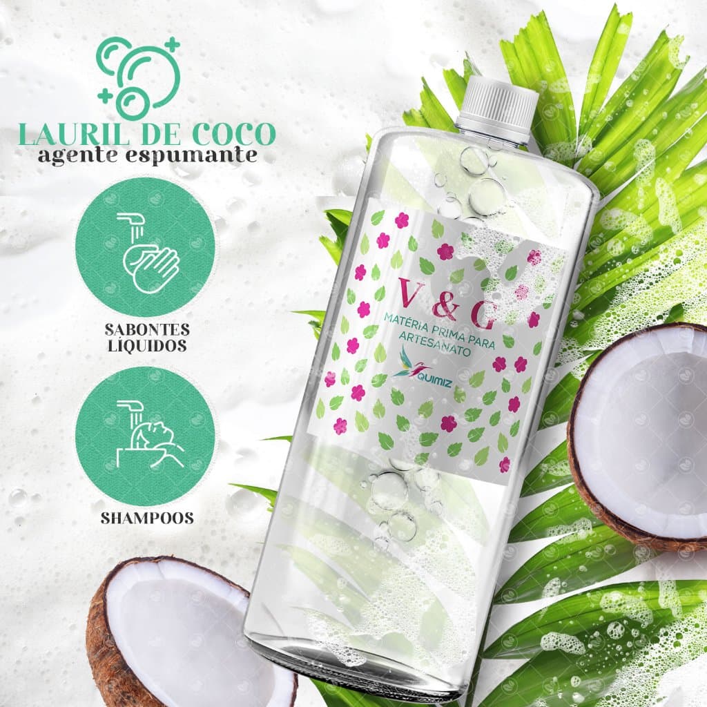 Lauril Líquido De Coco Vegetal V&G Espuma Vegana Para Shampoo Sabonete e Cosmético 1 Litro - Escolha