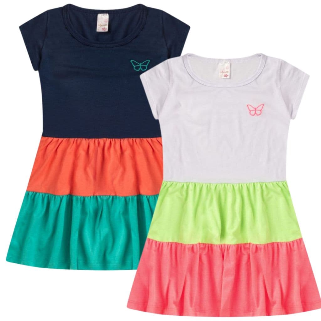 Kit 2 Vestidos Três Marias infantil Juvenil 1 ao 14