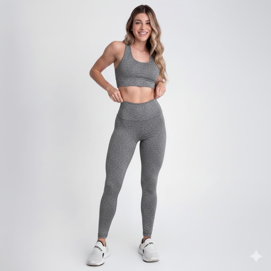 Conjunto Fitness Calça Legging Cós Alto + Top suplex - Roupa de Academia Treino Caminhada Feminina