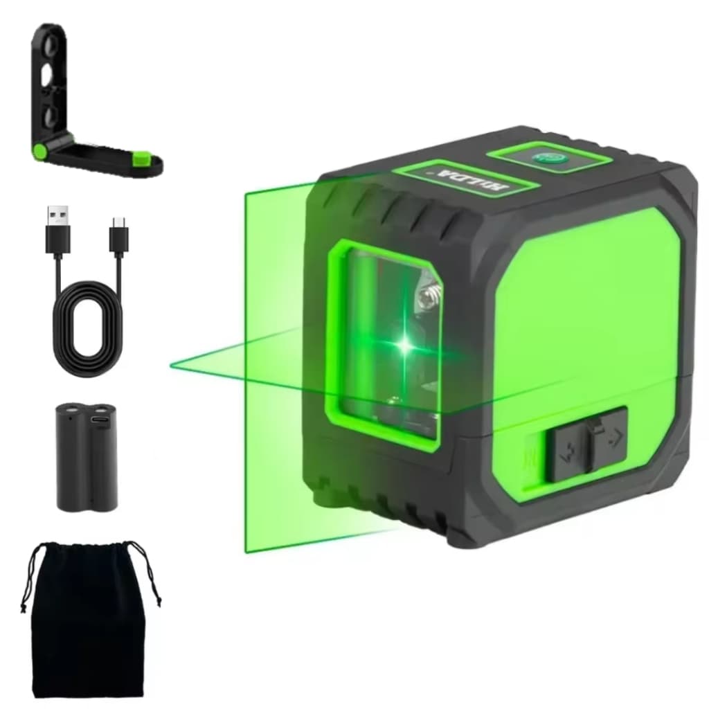 Nível A Laser 2 Linhas Bateria Recarregável Profissional Horizontal Vertical Prumo Auto Nivelamento