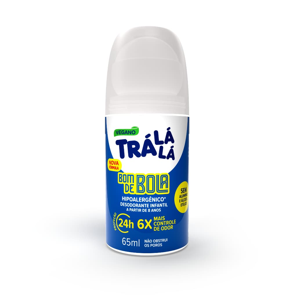 Desodorante Infantil Roll on Trá Lá Lá Kids Bom de Bola Sem Álcool e Sem Alumínio 65ml