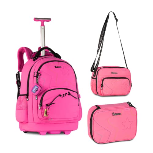 Kit Mochila De Rodinha Luluca Com Lancheira Térmica E Estojo Box