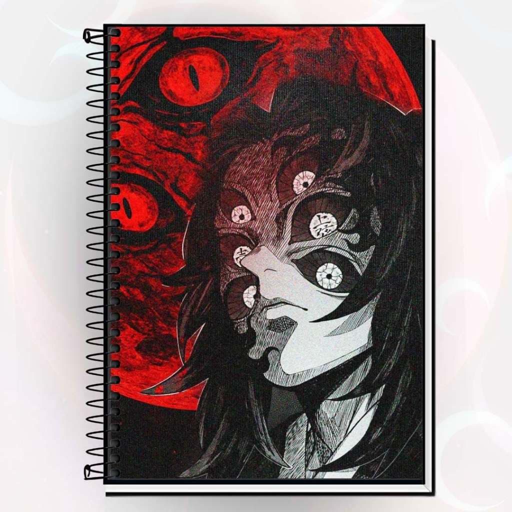 Caderno Kokushibo | Design Inspirado em Kimetsu no Yaiba | 1, 10, 15 ou 20 Matérias | Linha Otaku Exclusiva