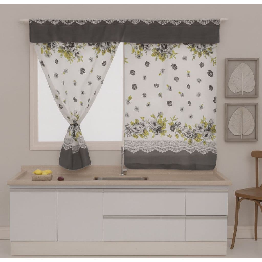 Cortina De Janela Cozinha Tecido Oxford Estampado Decoração e Envio Imediato 2 Tamanhos Disponíveis