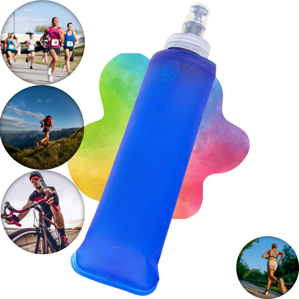 Garrafa De Água Soft Flask Dobrável Corrida Silicone Squeeze