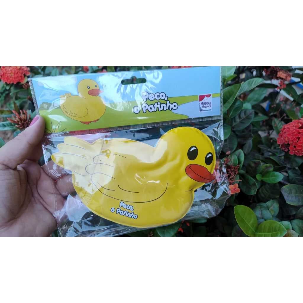 Livro de banho para bebê Peco o Patinho editora Happy books