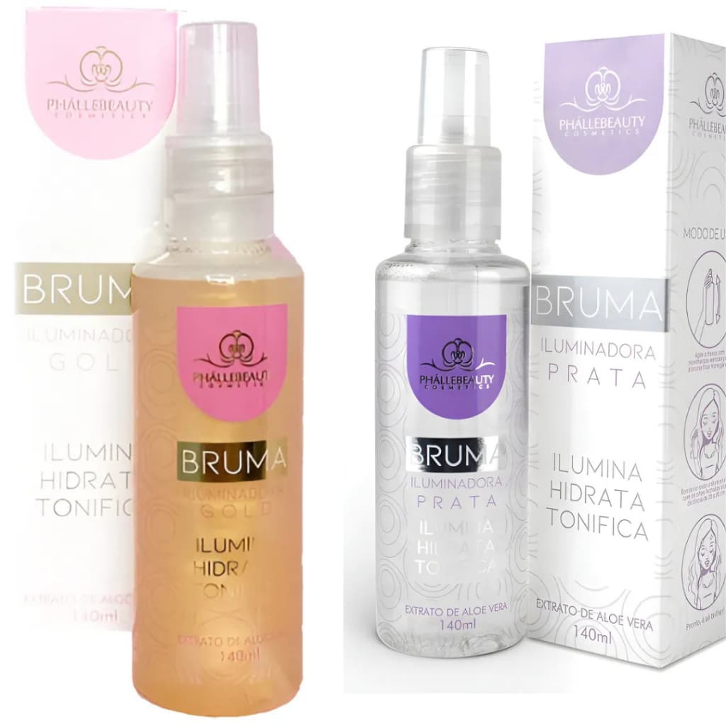 Bruma Iluminadora e Fixadora 140ml Phallebeauty – Glow para Maquiagem e Pele Iluminada  2️⃣