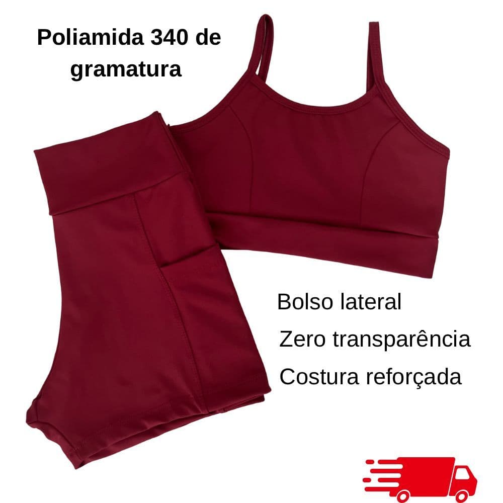 Conjunto Fitness - Shorts com bolso e Top de alça