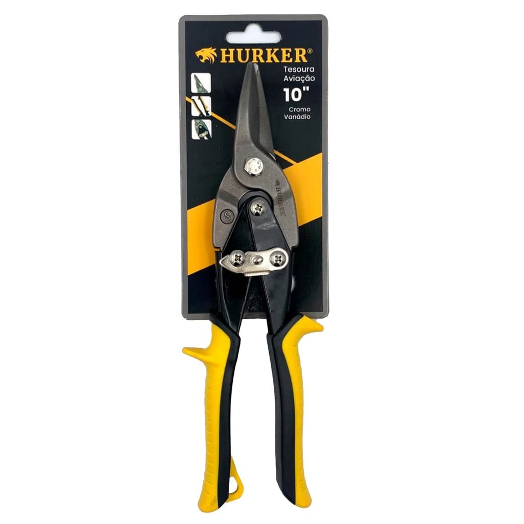 Tesoura Aviação Para Chapa Corte Reto 10" Hurker