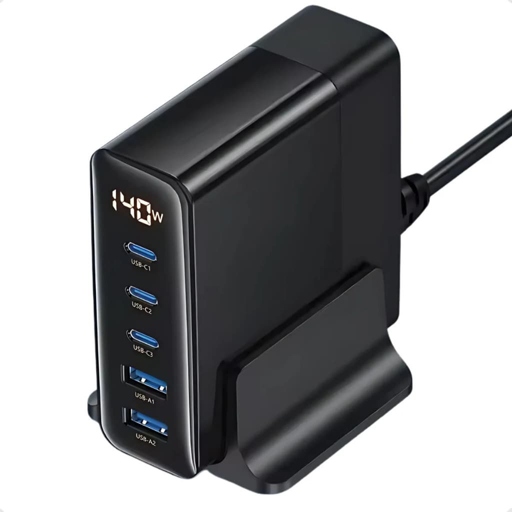 Estação Carregador Super Turbo 140w 5 Saídas Usb + Tipo-c Pd Portátil Original Peining