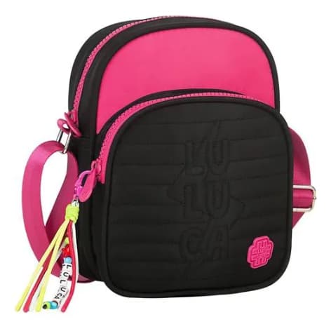 Bolsa Transversal Feminina Pequena Luluca Lu2736 Preto - Preto - Luluca - Ouro - Rosa