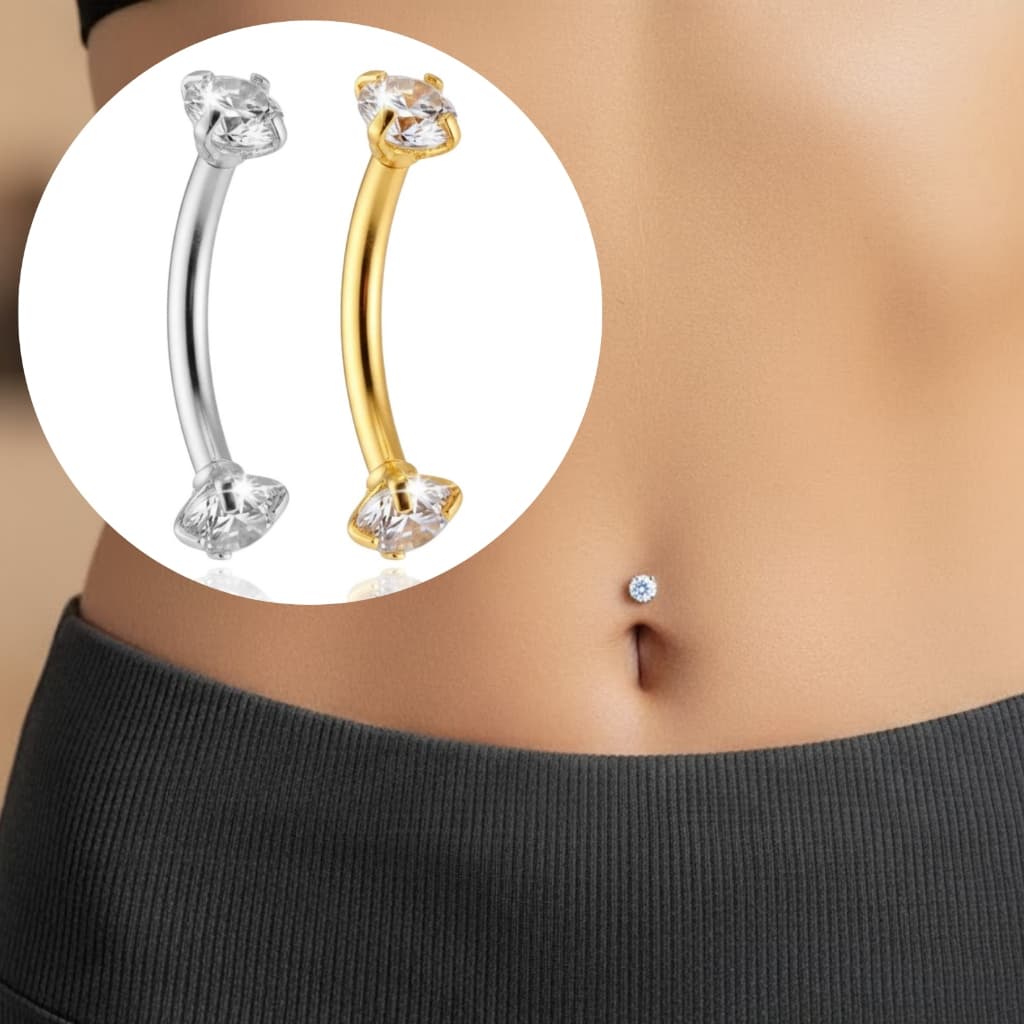 Piercing Umbigo Ponto de Luz Anti Alérgico Aço Cirúrgico Dourado Prata Acessórios Femininos