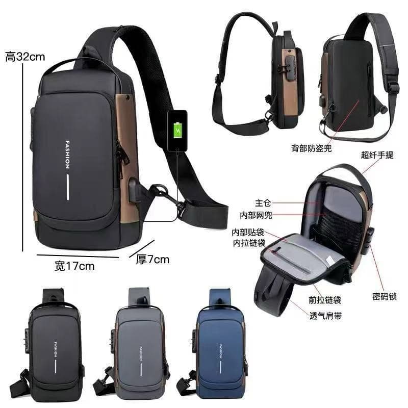 1. Mochila de Peito Antifurto com Senha