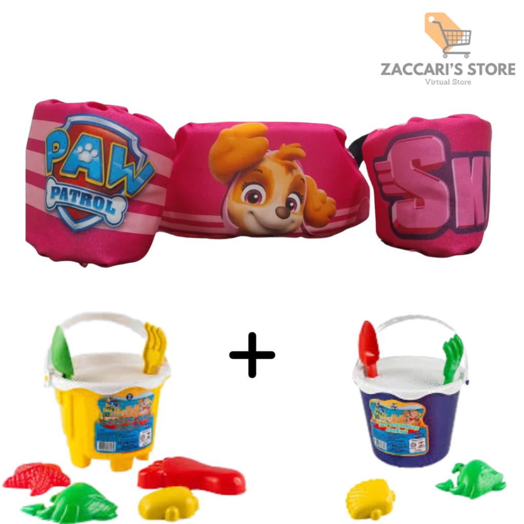 Kit Colete Da Patrulha Canina + Baldinho Praia Ou Piscina