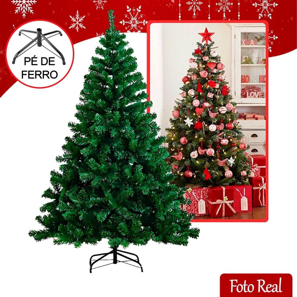 Árvore de Natal Cheia 1,80m 650 Galhos - Pinheiro Verde Tradicional para Decoração de Natal