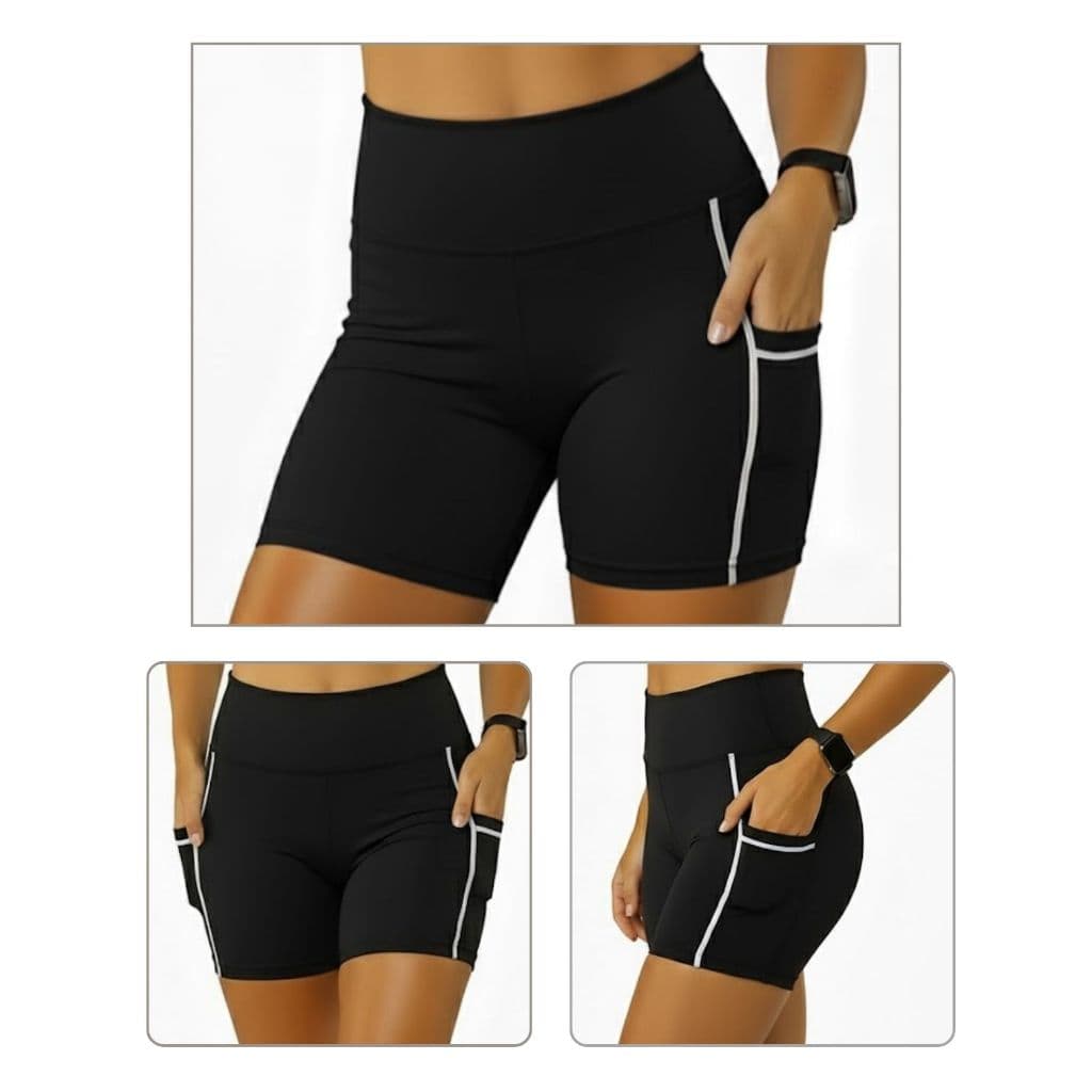 Short Feminino Cós Alto Alta Compressão Fitness Para Crossfit Academia Pilates Ciclismo