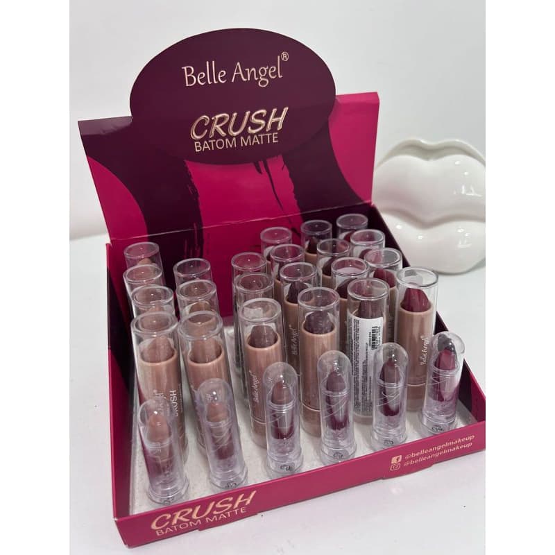 Batom Bastão Matte Crush Belle Angel Cores Variadas Alta Cobertura Hidratação e Nutrição Maquiagem