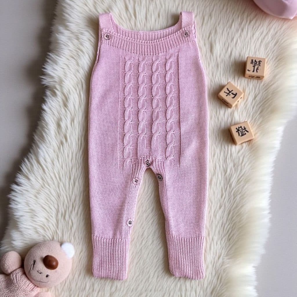 Salopete Infantil Tricot Jardineira Bebê Menina Macacão para Bebê Elegante Luxo
