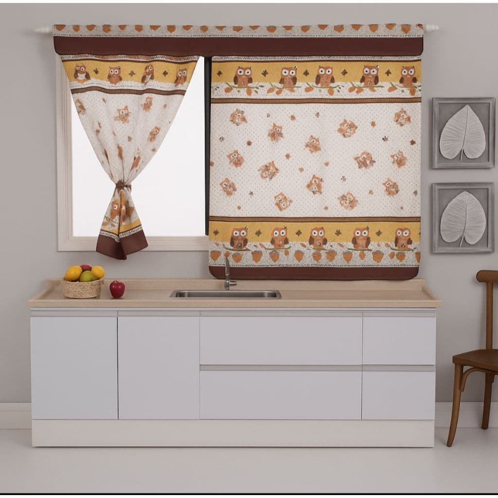 Cortina De Janela Para Cozinha Casa Decoração Estampado Em Tecido Oxford 100% Poliéster