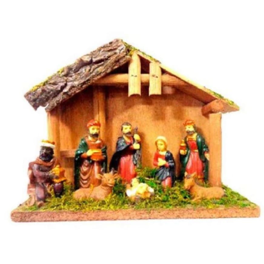 Enfeite de natal PRESEPIO em resina e madeira 20*7,5*15,5CM