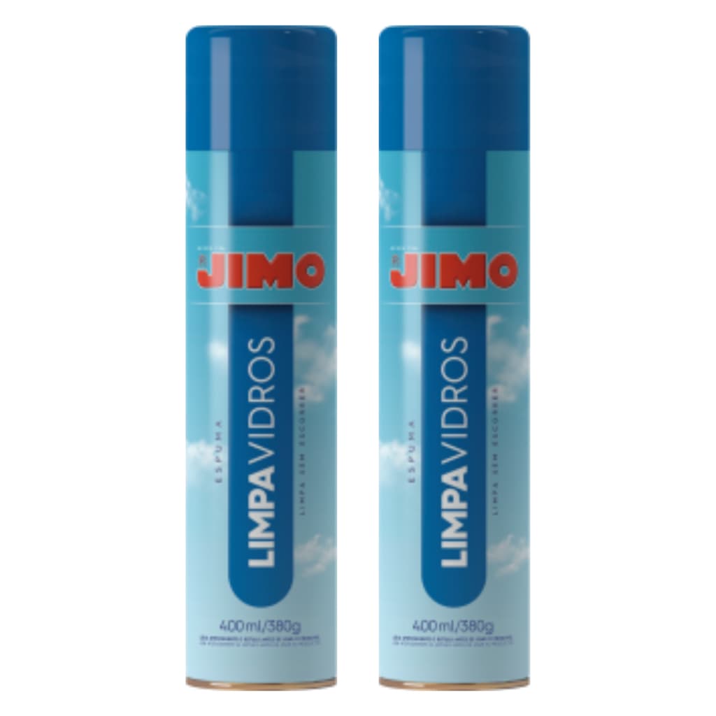 Limpa Vidros JIMO 400ml Brilho Intenso Limpeza Sem Marcas - Kit com 2